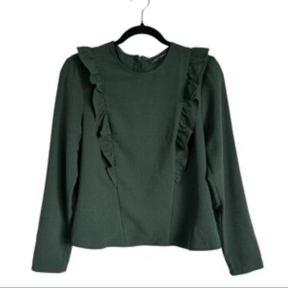 Zara Dark Green Ruffle Blouse